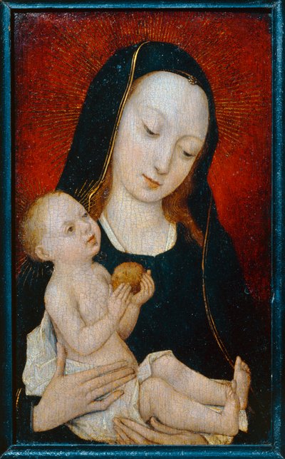 Virgem e Menino segurando uma maçã ... de Master of the Legend of St. Madeleine