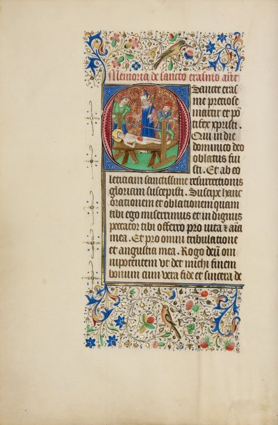 Inicial O: O martírio de Santo Erasmo de Master of the Llangattock Hours