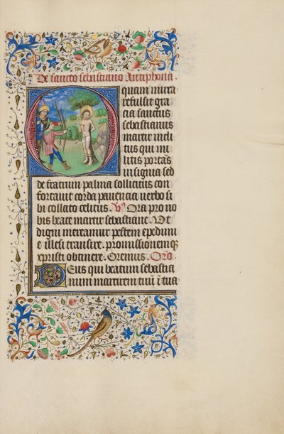 Inicial O: O martírio de São Sebastião de Master of the Llangattock Hours