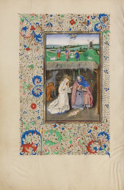 A Natividade e a Anunciação aos Pastores de Master of the Llangattock Hours