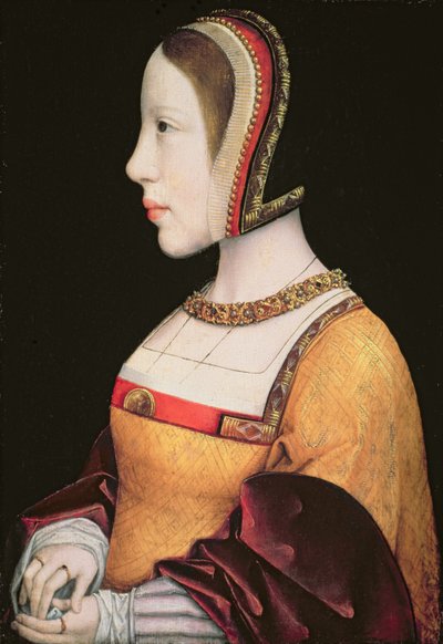 Rainha Elizabeth de Habsburgo (1501-26) da Dinamarca (1501-26) c.1514-15 (óleo sobre carvalho) de Master of the Magdalen Legend