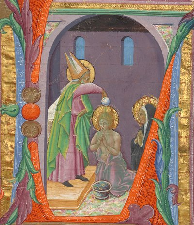 Inicial L: O Batismo de Santo Agostinho de Master of the Osservanza