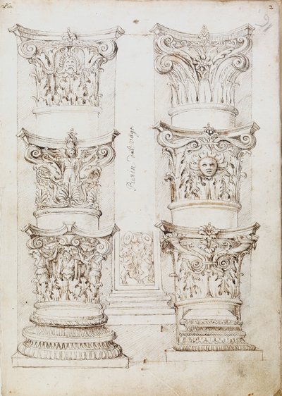 Seis capitais, uma lesena e duas bases de coluna, c1512-1517 de Master of the Oxford Album