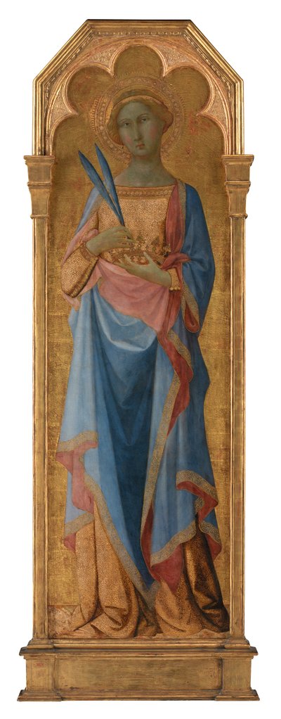 St. Corona, c.1350 (têmpera no painel, chão de ouro) rnrnrn155 x 48 de Master of the Palazzo Venezia Madonna