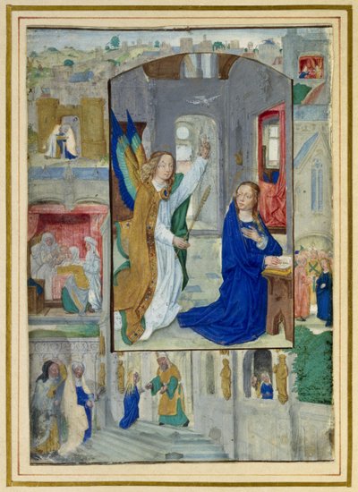 Anunciação, de um livro de horas de Master of the Prayerbook