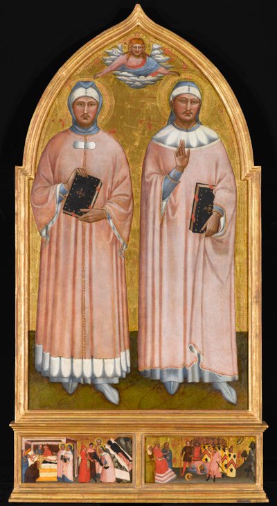 São Cosme e São Damião, c.1370-1375 (têmpera e folha de ouro no painel) de Master of the Rinuccini Chapel