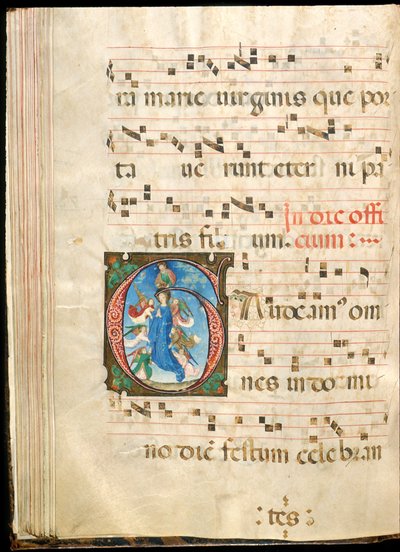 Assunção da Virgem, f.72v de um gradual, final do século XV (tinta, tempera e folha de ouro sobre pergaminho) de Master of the Saluces Hours (attr. to)