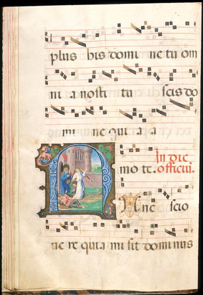 São Pedro libertado da prisão, f.58v de um final do século XV gradual (tinta, têmpera e folha de ouro em pergaminho) de Master of the Saluces Hours (attr. to)