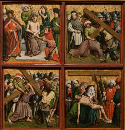 Retábulo com A Paixão de Cristo, c. 1440s. de Master of the Schlägl Altarpiece