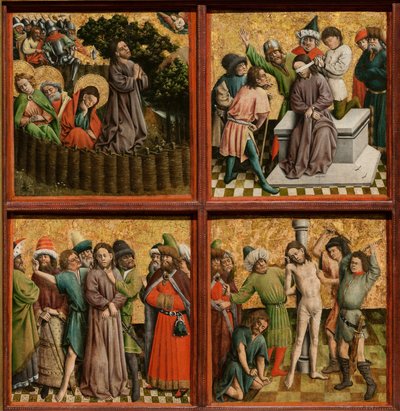 Retábulo com A Paixão de Cristo, c. 1440s. de Master of the Schlägl Altarpiece