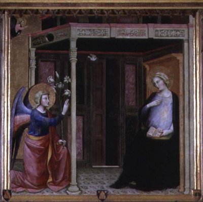 A Anunciação (tempera no painel) de Master of the Straus Madonna