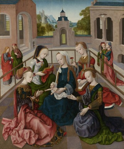 A Virgem e o Menino com Quatro Virgens Sagradas, c.1495-1500 de Master of the Virgo Inter Virgines