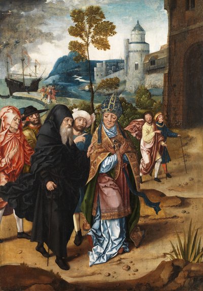 Bispo e um Santo Eremita, c.1510-20 de Master of the von Groote Adoration