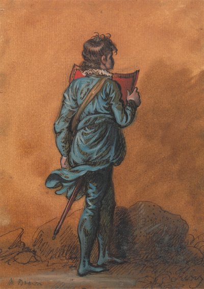 Um Menino da Página em Azul com um Escudo Vermelho de Mather Brown