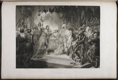 Rei Ricardo II. Ato IV. Cena I. Rei Ricardo, Bolingbroke, York, Aumerle, etc. Na Casa do Parlamento, c.1803 (gravura) de Mather Brown