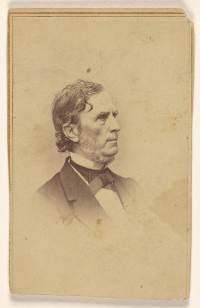 Homem não identificado com barba grisalha, sem bigode, de perfil, impresso em estilo de vinheta de Mathew B. Brady