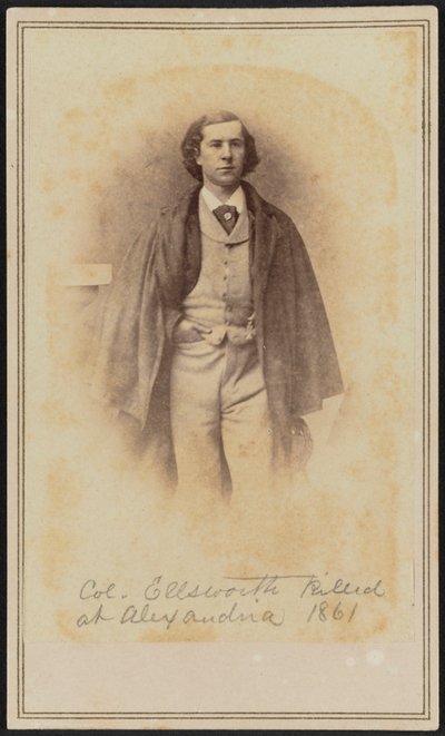 Carte-de-visite retrato do Cel. Elmer Ephraim Ellsworth, 1861. de Mathew Brady
