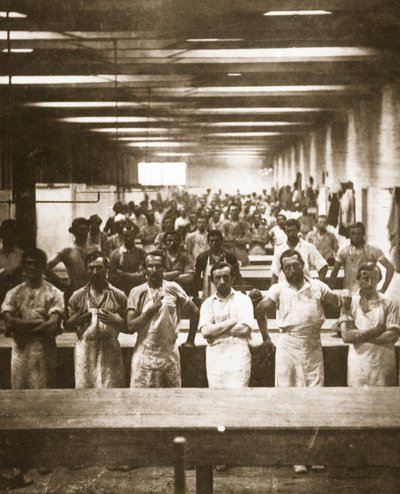 Cozinha em um grande refeitório de acampamento durante a Guerra Civil Americana (fotogravura) de Mathew B. Brady
