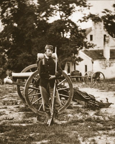 DWC Arnold, um soldado do Exército da União, perto de Harper&39;s Ferry, Virginia, 1861 (fotogravura) de Mathew B. Brady