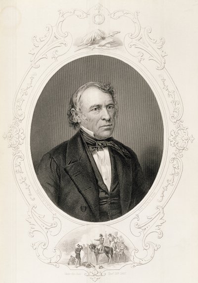 General Zachary Taylor, de "A História dos Estados Unidos", vol. II, de Charles Mackay, gravado por TW Hunt de um daguerreótipo de Mathew B. Brady