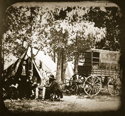 Sede do New York Herald no campo em Culpeper Court House, 1863 de Mathew B. Brady