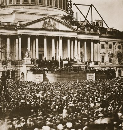 Inauguração do Presidente Lincoln, 4 de março de 1861 (fotogravura) de Mathew B. Brady