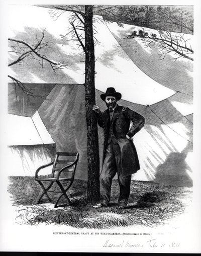 Tenente-general Ulysses S. Grant, em sua sede, ilustração de &39;Harper&39;s Weekly&39;, 16 de julho de 1864 de Mathew B. Brady