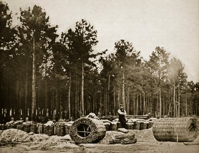 Fazendo Gabions na frente de Petersburgo, 1861-65 de Mathew B. Brady