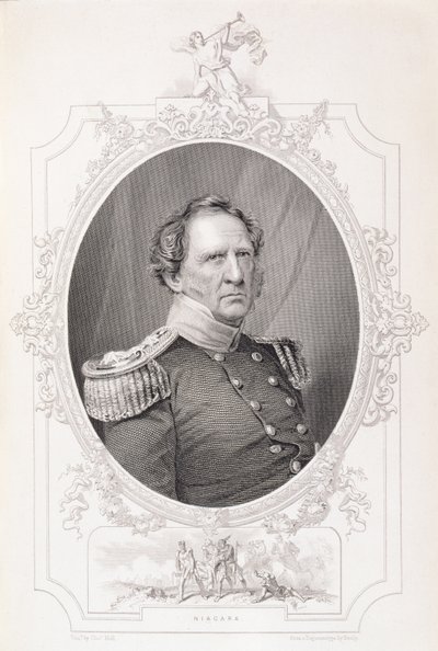 Winfield Scott (1786-1866) de "A História dos Estados Unidos", vol. II, de Charles Mackay, gravado por Charles Holl, de um daguerreótipo de Mathew B. Brady