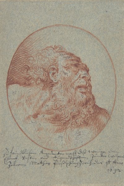Cabeça de um homem barbudo com bom aspecto, 1692. de Mathias Fussli