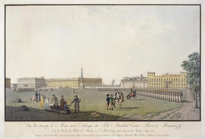 Vista do Campo de Marte e do Palácio de Mármore em São Petersburgo, 1804 de Mathias Gabriel Lory