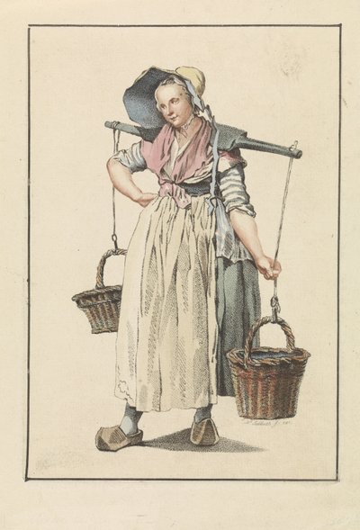 Mulher camponesa com dois cestos num jugo de Mathias de Sallieth