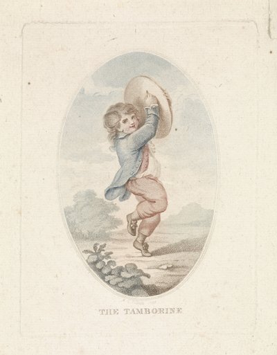 menino com pandeiro O Tamborine (título no objeto) de Mathias de Sallieth