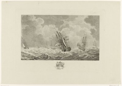 Frota holandesa na tempestade, 1784 de Mathias de Sallieth