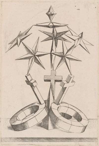 Uma perspectiva de sete estrelas equilibradas em três cruzes de Mathis Zündt, after Hans Lencker