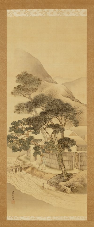 Casa de campo e riacho de Matsumura Goshun