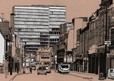 South End - Croydon, 2016 (tinta acrílica sobre cartão) de Matt Bannister