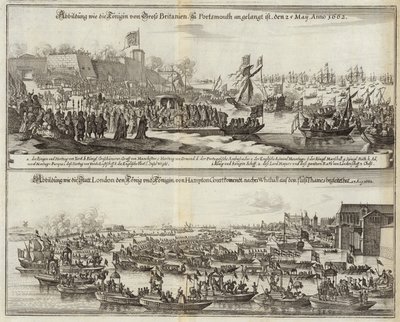 Multidões se reúnem para a realeza na Grã-Bretanha em 1662 de Mattaus the Younger Merian