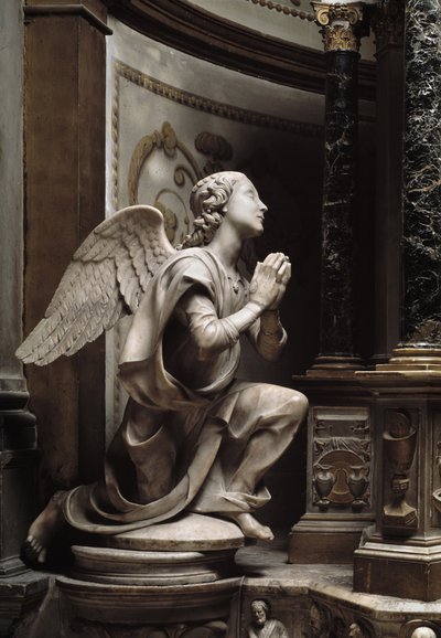 Anjo em Adoração Escultura em mármore de Matteo Civitali (1436-1501) de Matteo Civitali