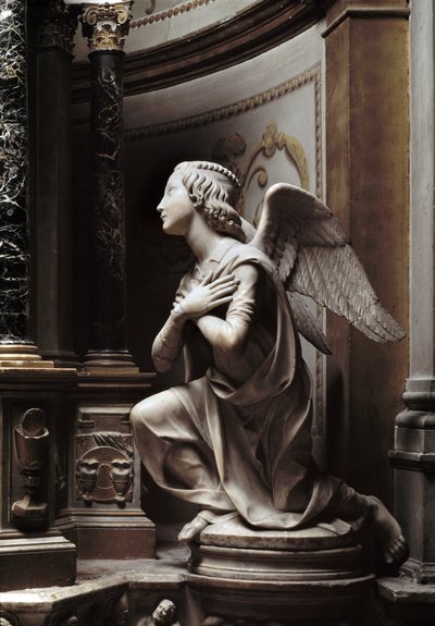 Anjo em Adoração Escultura em mármore de Matteo Civitali (1436-1501) de Matteo Civitali
