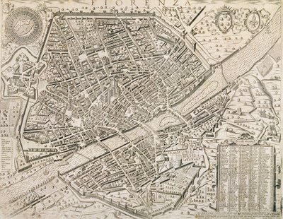 Mapa de Florença, 1595 de Matteo Florimi