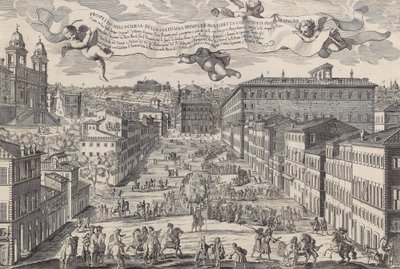 Prospecto da igreja da Santíssima Trindade de Monti comumente conhecida como Piazza di Spagnia, 1696. de Matteo Gregorio de Rossi