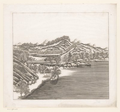 Vista de parte do palácio imperial de Verão em Chengde (Jehol), na China de Matteo Ripa