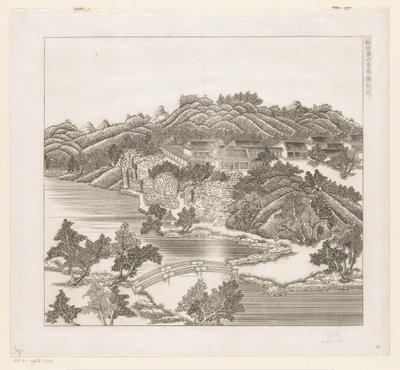 Vista de parte do palácio imperial de Verão em Chengde (Jehol), na China de Matteo Ripa