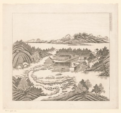 Vista de parte do Palácio Imperial de Verão em Chengde (Jehol) na China de Matteo Ripa