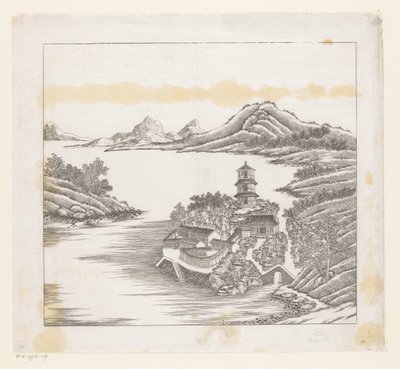 Vista de parte do palácio imperial de Verão em Chengde (Jehol), na China de Matteo Ripa