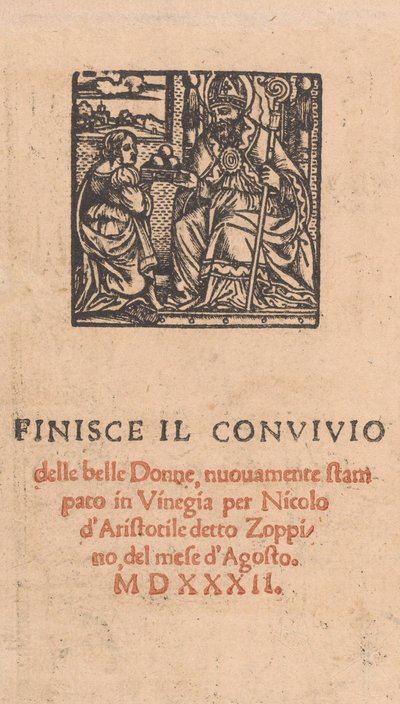 Convivio delle Belle Donne, página 22 verso, agosto de 1532., agosto de 1532. de Matteo da Treviso