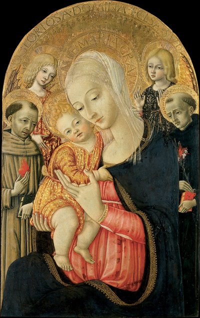 Nossa Senhora e o Menino com anjos e santos de Matteo de Giovanni