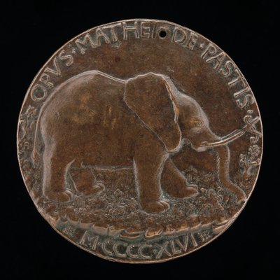 The Malatesta Elephant in a Meadow [ao contrário], 1446. de Matteo di Andrea de Pasti