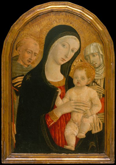 Madonna e Child com os Santos Francisco e Catarina de Sena, cerca de 1476-80. de Matteo di Giovanni